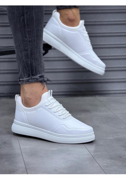 Jack&lion Anatomik Esnek Taban Günlük Lastikli Bağcıksız Beyaz Spor Ayakkabı Ergonomik Sneaker