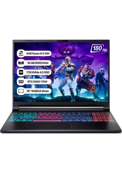 Nitro 16S NH.QXUEY.001 Ryzen Aı 9 365 16GB 1tb SSD RTX5060-115W 180Hz 16 Wqxga Dos Taşınabilir Bilgisayar