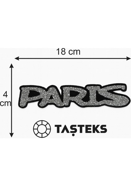 Taşlı Ütülenebilen Veya Sticker Olarak Kullanılabilen Paris Yazı Modeli