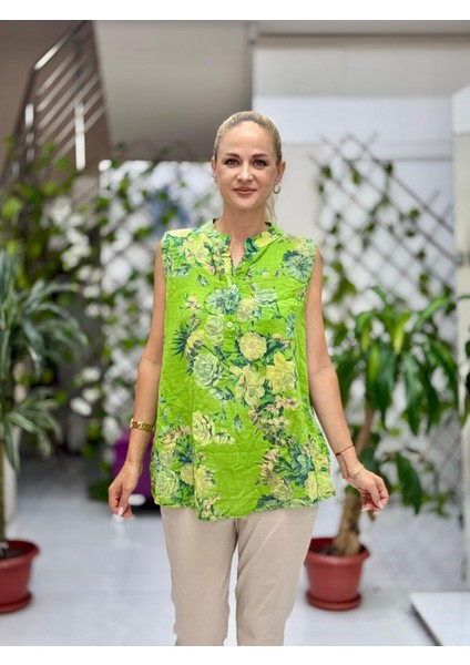 LS8819D Kolsuz Pamukketen Cepli Italyan Bluz Yeşil fiyatları