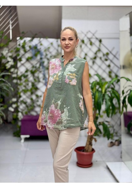 LS8819A Kolsuz Pamukketen Cepli Italyan Bluz Haki modelleri