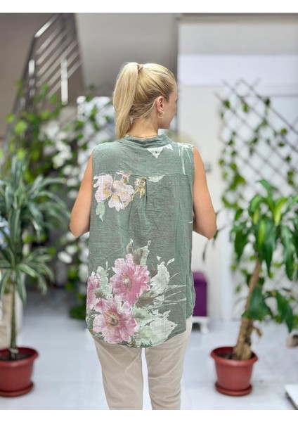 LS8819A Kolsuz Pamukketen Cepli Italyan Bluz Haki fırsatları