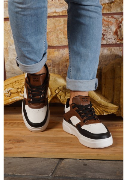 Jack&lion Erkek Sneaker Alaca Desen Siyah Taba Beyaz Ayakkabı