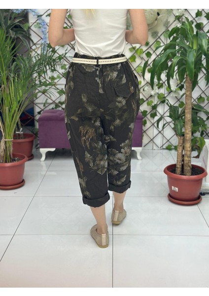 NC7232 Italyan Yüksek Bel Keten Bilek Pantolon Kahve modelleri