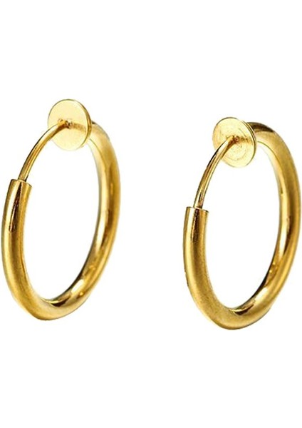 12 mm Çelik Gold Deliksiz Kulaklar Için Yaylı Kapama Küpe EV25SR-12