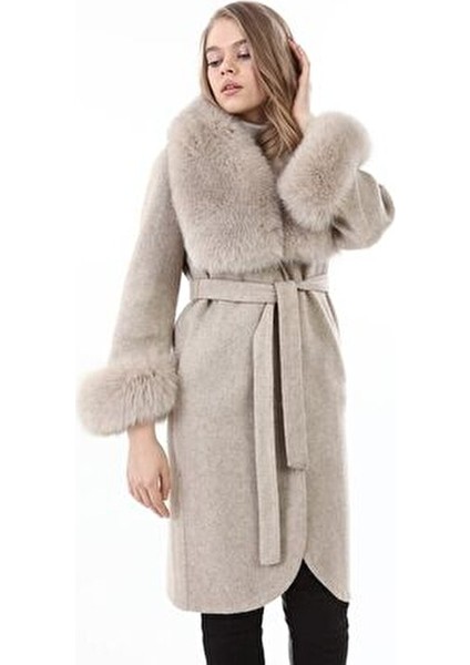 Lisa Krem Kadın Kürklü Kaban fiyatları