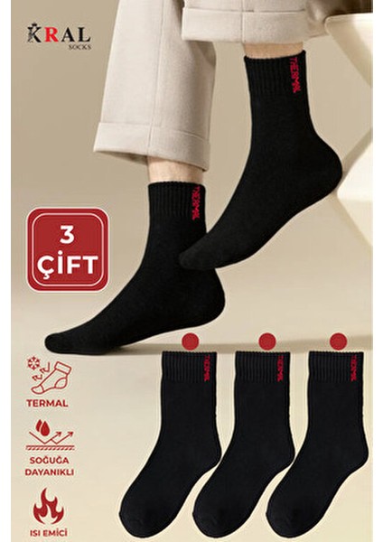 Termal Kışlık Kalın Çorap (3 - Çift) Erkek Kadın Unisex Pamuklu Havlu Çorabı