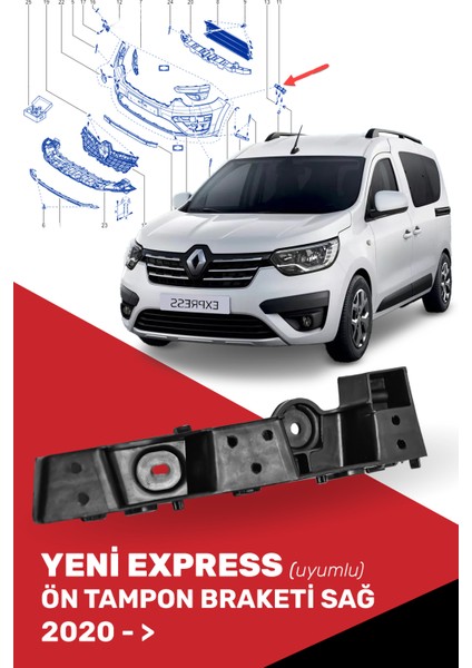 Yeni Express Ön Tampon Ayak Braketi Sağ, 622224650R Uyumlu