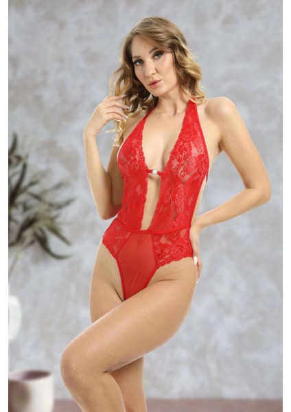 Kırmızı Taşlı Bodysuit - 888