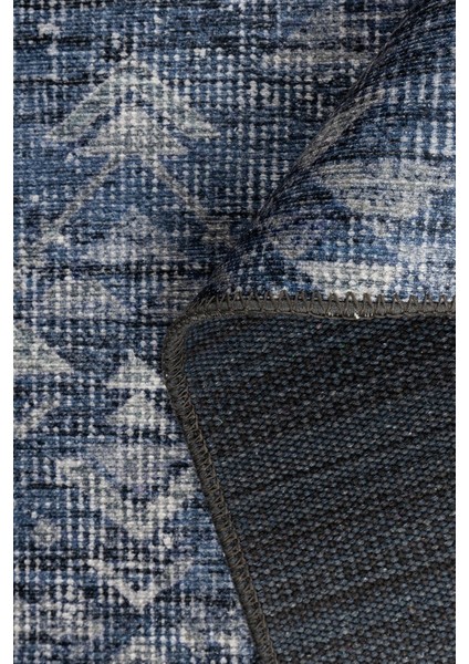 Nora Lacivert Etnik Desenli Dokuma Tabanlı Modern Şönil Halı Al 501 indirimleri