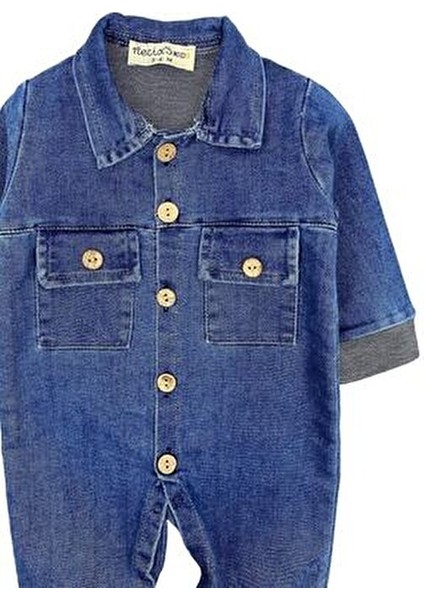 Düğme Detaylı Bebek Kot Tulum modelleri