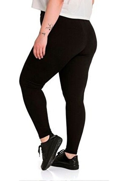 Kadın Büyük Beden Siyah Fitilli Yüksek Bel Tayt fiyatları