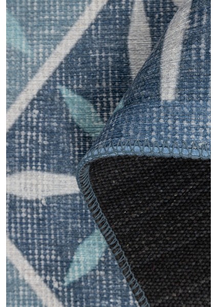 Nora Mavi Geometrik Desenli Dokuma Tabanlı Modern Şönil Halı Al 500 indirimleri