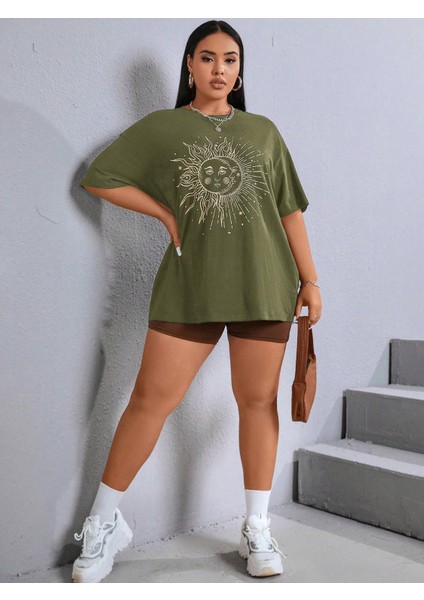 =kadin Malkoçbey Baskılı Oversize T-Şhirt modelleri