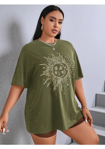 =kadin Malkoçbey Baskılı Oversize T-Şhirt fırsatları