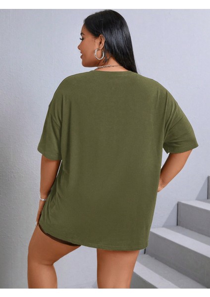 =kadin Malkoçbey Baskılı Oversize T-Şhirt