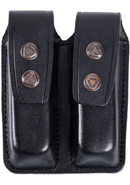 Hakiki Deri Çiftli Şarjör Kılıfı 9 mm - Siyah (YT-021)
