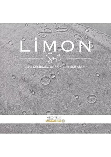 Tek Kişilik Limon Soft Fıtted Alez Sıvı Geçirmez Pamuklu Kumaş ile Antibakteriyel Koruma fırsatları