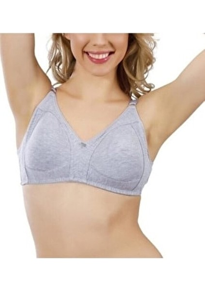 Kadın Dikişsiz Sütyen Düz Desenli Gri Dantel Kumaşla Straplez Tasarım