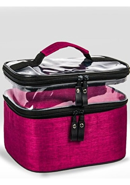 Makyaj Çantası Bavulu Seyahat Makyaj Seti Profesyonel Bölmeli Kozmetik Şeffaf Makyaj Çantası