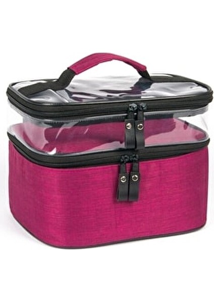 Makyaj Çantası Bavulu Seyahat Makyaj Seti Profesyonel Bölmeli Kozmetik Şeffaf Makyaj Çantası