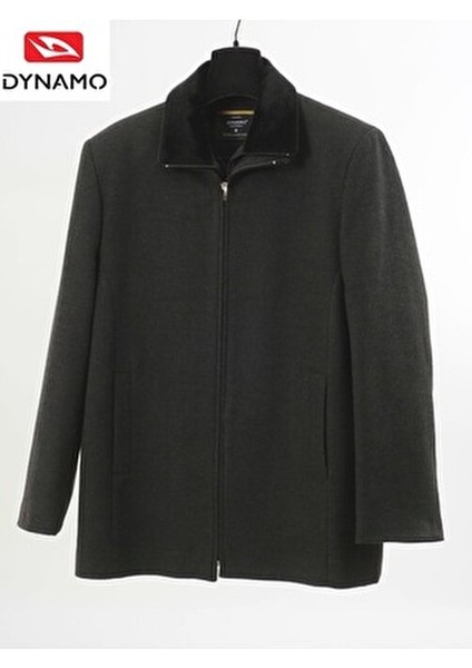 Erkek Füme Yün Karışımlı Kaşe Kürk Detaylı Yaka Rahat Kalıp Kaban