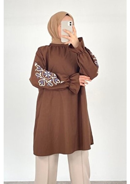 Kol Nakışlı Tunik Acı Acı Kahve fiyatları