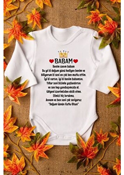 Unisex Bebek Body Doğum Günü Temalı Uzun Kollu Çıtçıtlı 100% Pamuk 5224