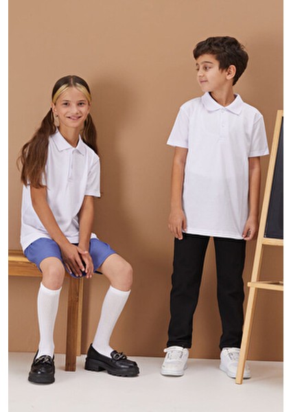 Unisex Kısa Kollu Polo Yaka Mor T-Shirt Kız Çocuklar İçin Günlük Kullanım 6-13 Yaş indirimleri