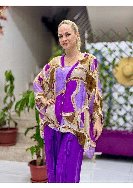 NB502013 Italyan Ipek Bluz Mor