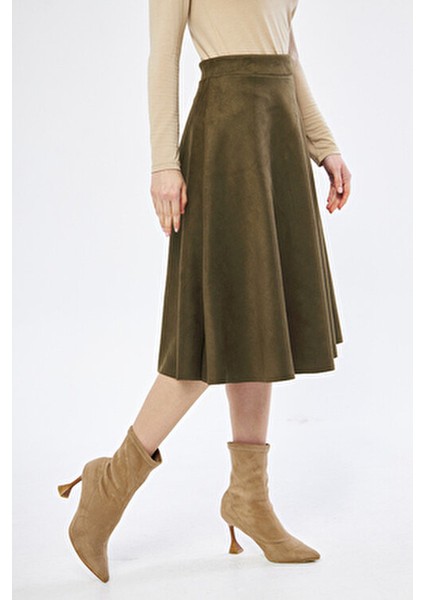 Midi Boy Süet Kiloş Etek