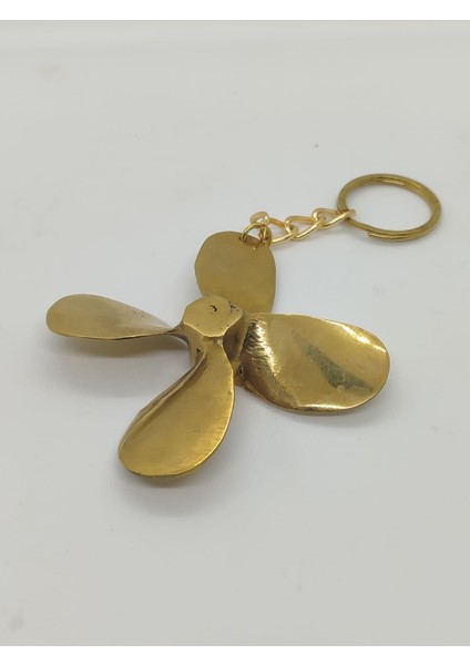 Pirinç 4 Kanatlı Pervane Anahtarlık 9cm