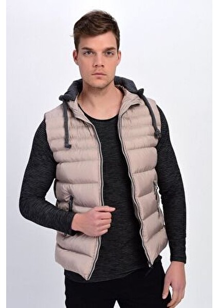 Erkek Gri Çıkarılabilir Kapüşonlu Şişme Yelek fırsatları