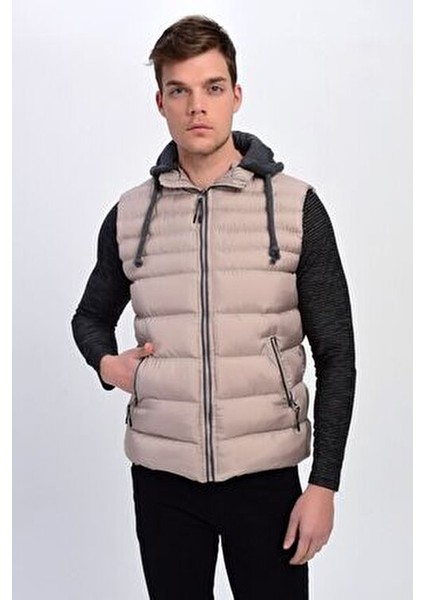 Erkek Gri Çıkarılabilir Kapüşonlu Şişme Yelek indirimleri