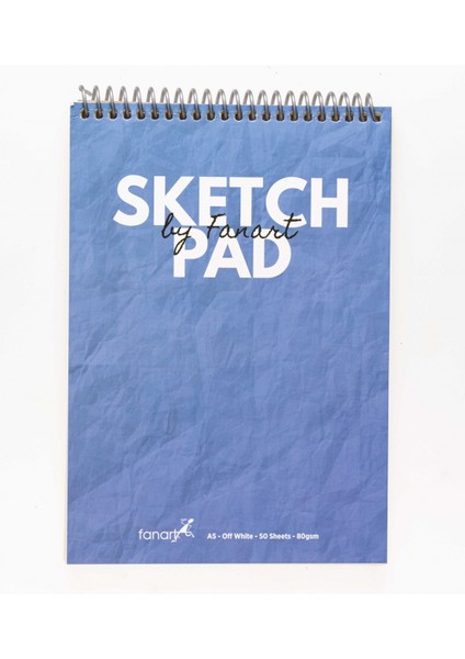 Academy A5 Üstten Spiralli Eskiz Defteri 80gr 50 Yaprak Akdeniz Mavisi Renk