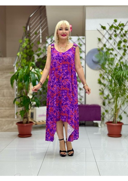 HL14026 Omzu Halkalı Askılı Viskon Hilal Elbise fiyatları