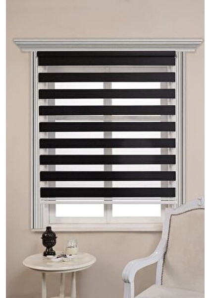 Siyah Bambu Stor Zebra Perde Blackout Karartma 30 x 46 cm Düz Desenli indirimleri