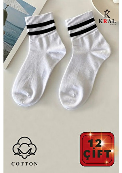 Çizgili Patik Çorap Pamuklu Malzeme ile Terletmez 12 Çift Yazlık Kullanım indirimleri