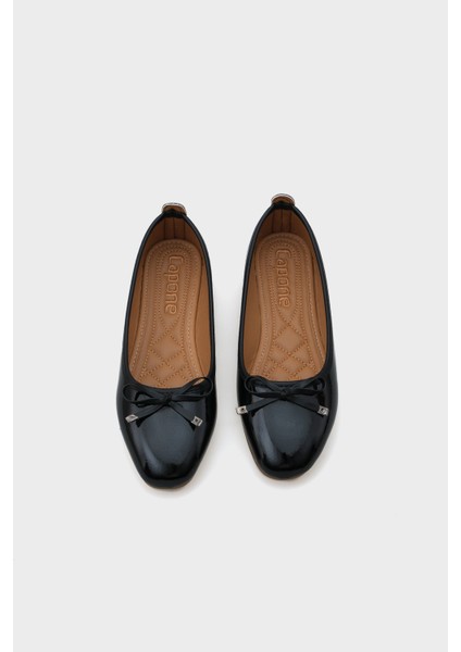 Kadın Babet Düz Taban Suni Deri Şık Tasarım 1 cm Topuk