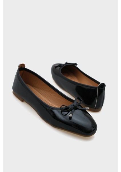 Kadın Babet Düz Taban Suni Deri Şık Tasarım 1 cm Topuk