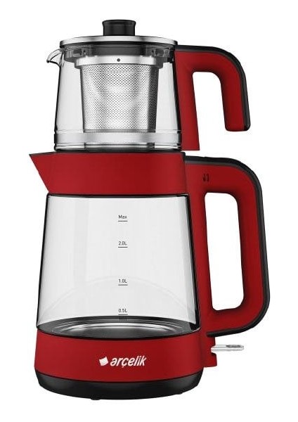 CM 6964 K Resital 1900 W Cam Demlikli Çay Makinesi - Kırmızı