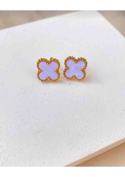 Gold Yonca Model Beyaz Küpe,kolye ve Bileklik Seti fırsatları