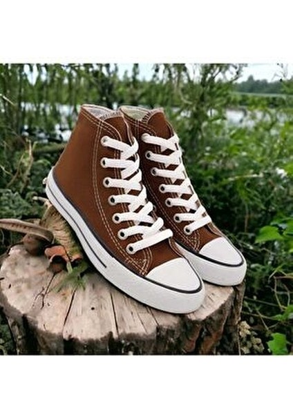 Unisex Acı Kahverengi Uzun Bilekli Keten Spor Ayakkabı fiyatları