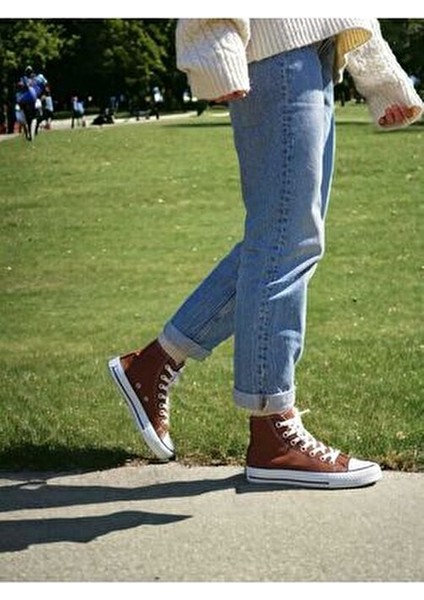 Unisex Acı Kahverengi Uzun Bilekli Keten Spor Ayakkabı fırsatları