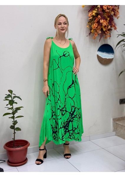 VL1245 Kolsuz Vual Elbise Yeşil