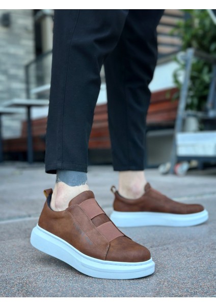 ET0307 Kalın Yüksek Taban Çift Bant Taba Beyaz Erkek Ayakkabı modelleri