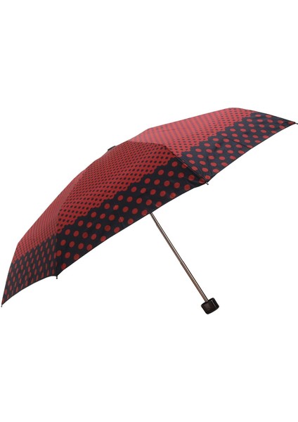 Lüx Şemsiye Mini Micro Lacivert Puantiyeli Bordo