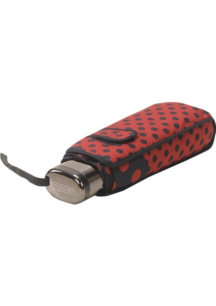 Lüx Şemsiye Mini Micro Lacivert Puantiyeli Bordo