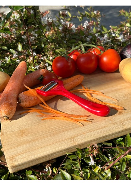 Kırmızı Jülyen Soyacak – Paslanmaz Alman Çeliği, Ergonomik Sap, Orijinal (Tekli)