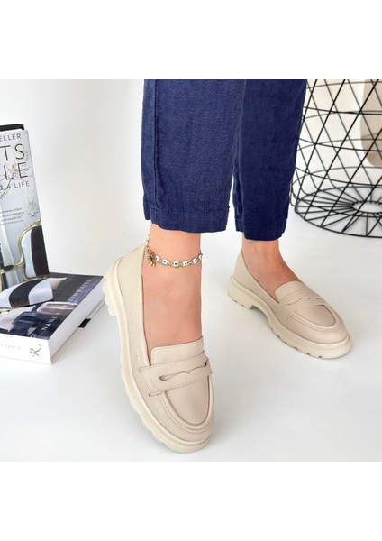 Bej Cilt Oxford Ayakkabı fırsatları